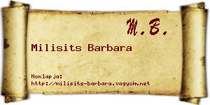 Milisits Barbara névjegykártya